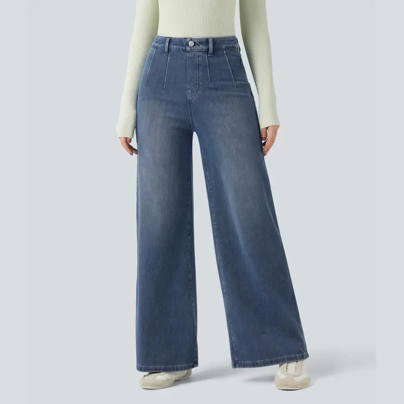 Halara Flex™ High Waisted Tummy Control Wide Leg Casual Jeans with Pockets