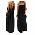 Women’s Backless Maxi Dress Spaghetti Strap Loose Flowy Summer Beach Vacation Dress