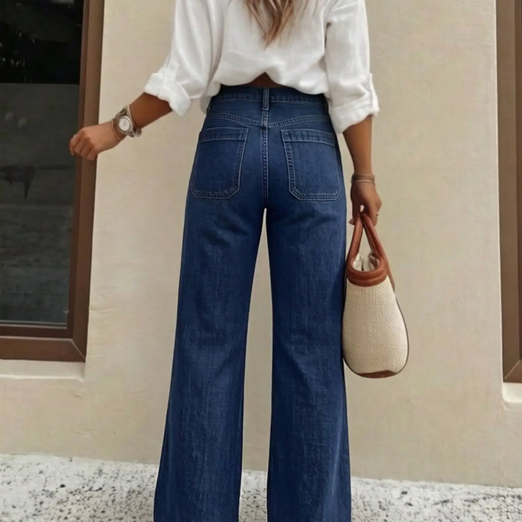 Women's High Waist Loose Straight Leg Denim Jeans Button Pants, Comfortable Casual Style, Perfect for Daily Wear and Outdoor Activities, T-chic, High Waisted Jeans