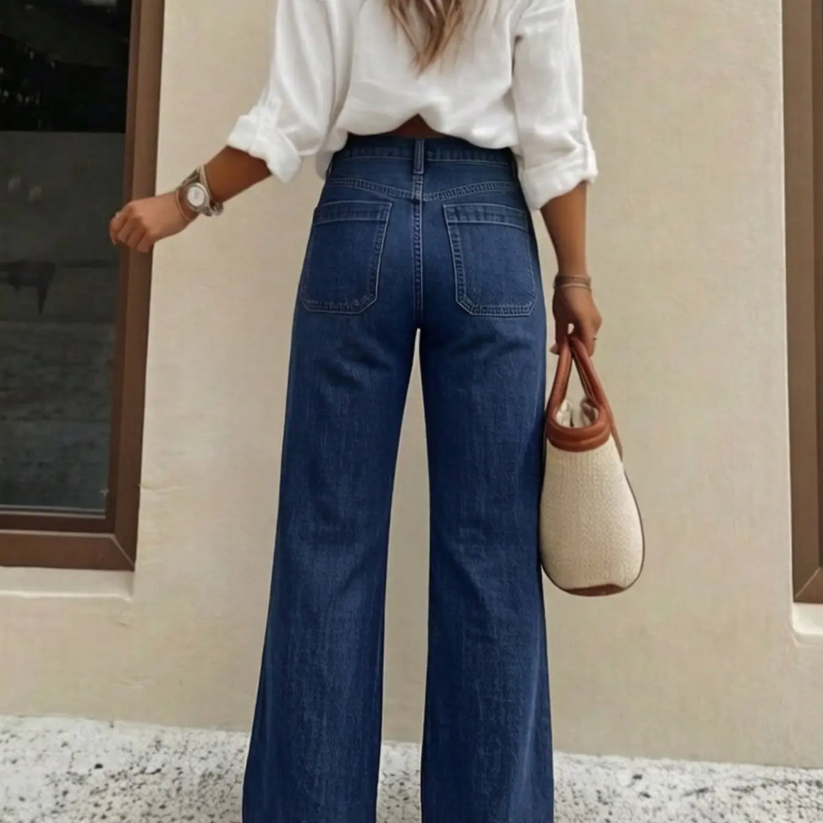 Women's High Waist Loose Straight Leg Denim Jeans Button Pants, Comfortable Casual Style, Perfect for Daily Wear and Outdoor Activities, T-chic, High Waisted Jeans