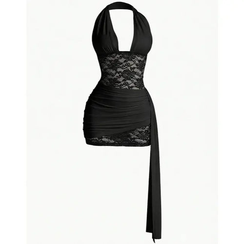 DealsForYouDays Summer Floral Lace Splicing Deep V-Neck Backless Dress,Graduation Dress. Summer Rave Festival Outfits