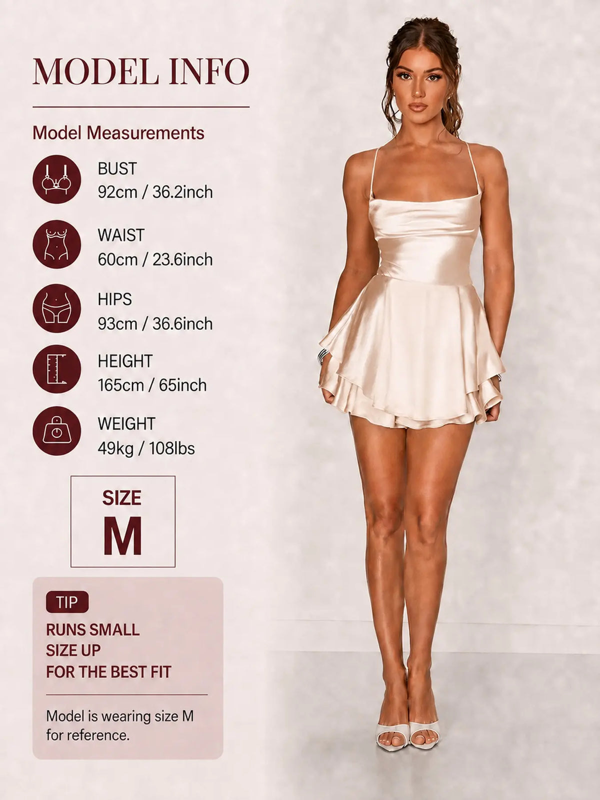 Women's Plain Lace Up Backless Tiered Layer Stretchy Satin Cami Dress, Summer Clothes Women, Womenswear, Elegant Chic Cowl Neck Sleeveless A Line Short Dress for Party Holiday Wedding Guest Evening Formal Wear, Date Night Dresses, Dresses for Women