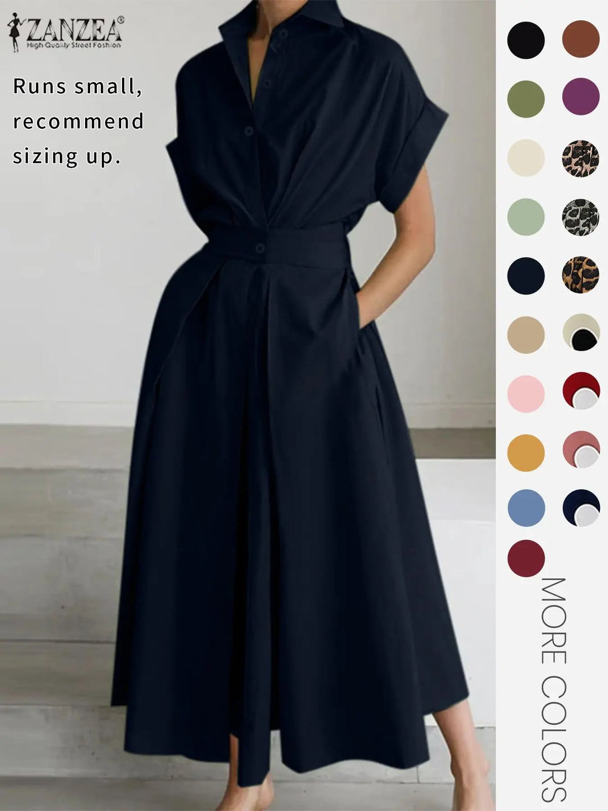 Women's Solid Color Woven Collared Shirt Dress, Basic Casual Short Sleeve Dress for Summer, Ladies Clothes for Daily Wear, Womenswear Fit, Piece, Buttoned Dress, Casual Minimalist Fashion