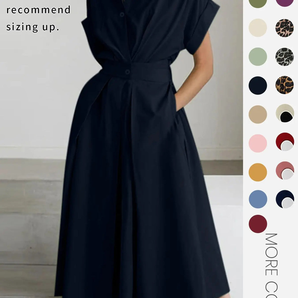 Women's Solid Color Woven Collared Shirt Dress, Basic Casual Short Sleeve Dress for Summer, Ladies Clothes for Daily Wear, Womenswear Fit, Piece, Buttoned Dress, Casual Minimalist Fashion