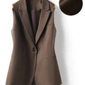 Women's Regular Fit Collared Cropped Sleeveless Vest Jacket One Button Simple Formal Commute Workwear Versatile Fashion Outerwear Spring Autumn Office Top, Business Style Jacket Elegant Office Workwear