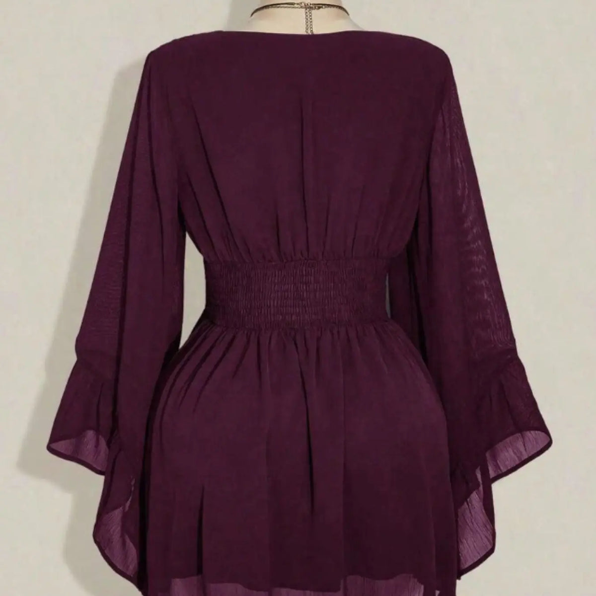 Women's Gothic Style V Neck Waist Cinched Dress, Elegant Long Sleeve Mini Dress, Autumn/winter Lantern Sleeve Dress, Gothic Look #GLOBAL PICKS