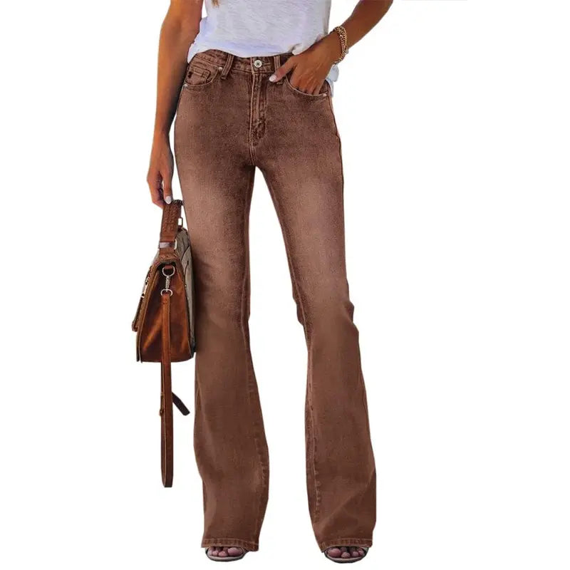 Flowyair Women's High-Waisted Stretch Denim Bottoms - Minimalist Basic Fitted Flare, Boyfriend, Bootcut Jeans for Summer Outfits, Vacation Wear