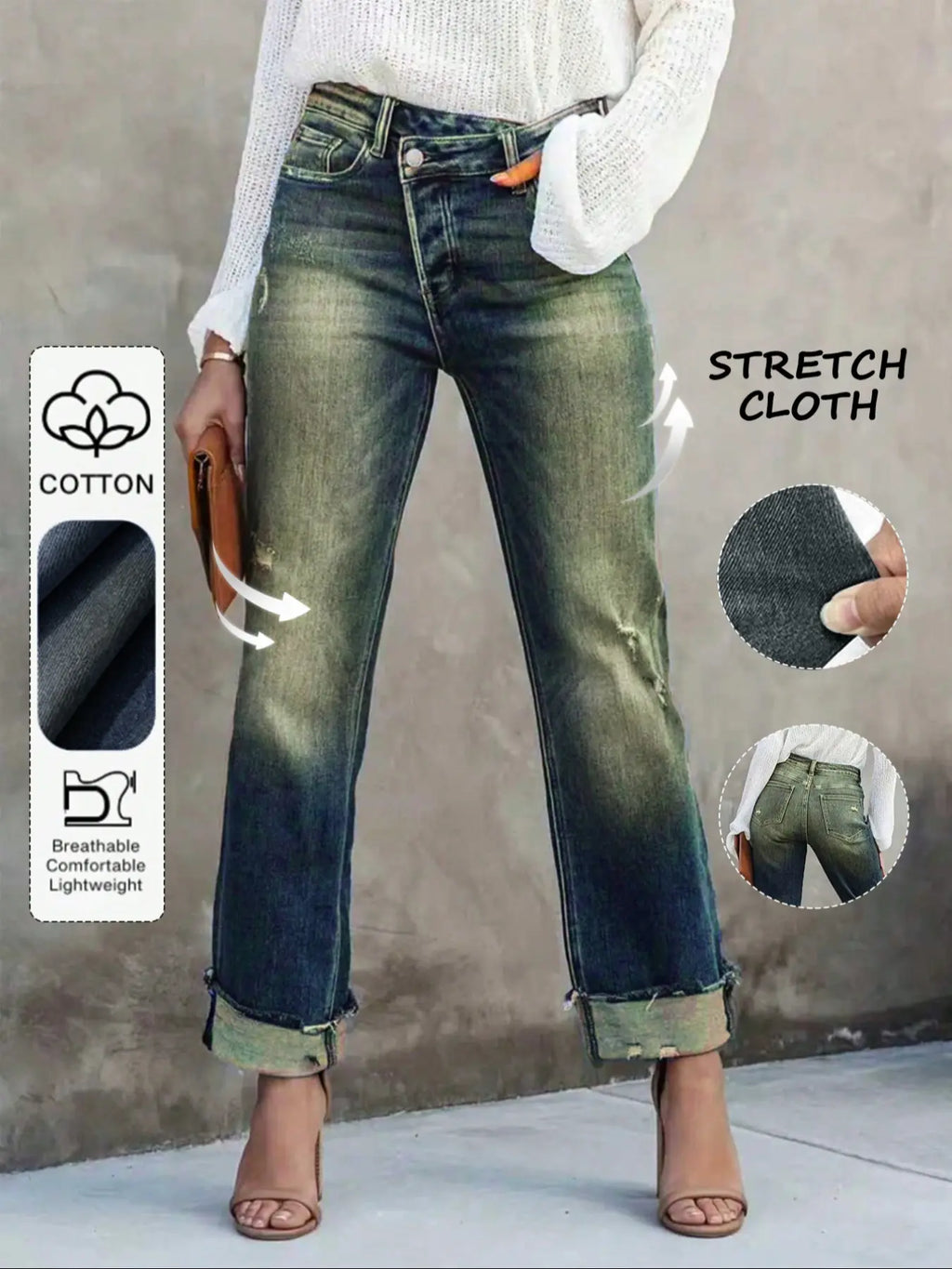 Women's Solid Color Jeans, Casual Comfy Denim Pants for Daily Wear, Ladies Bottoms for All Seasons, Casual Fitted Jeans