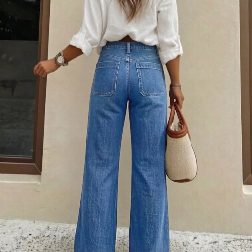 Women's High Waist Loose Straight Leg Denim Jeans Button Pants, Comfortable Casual Style, Perfect for Daily Wear and Outdoor Activities, T-chic, High Waisted Jeans