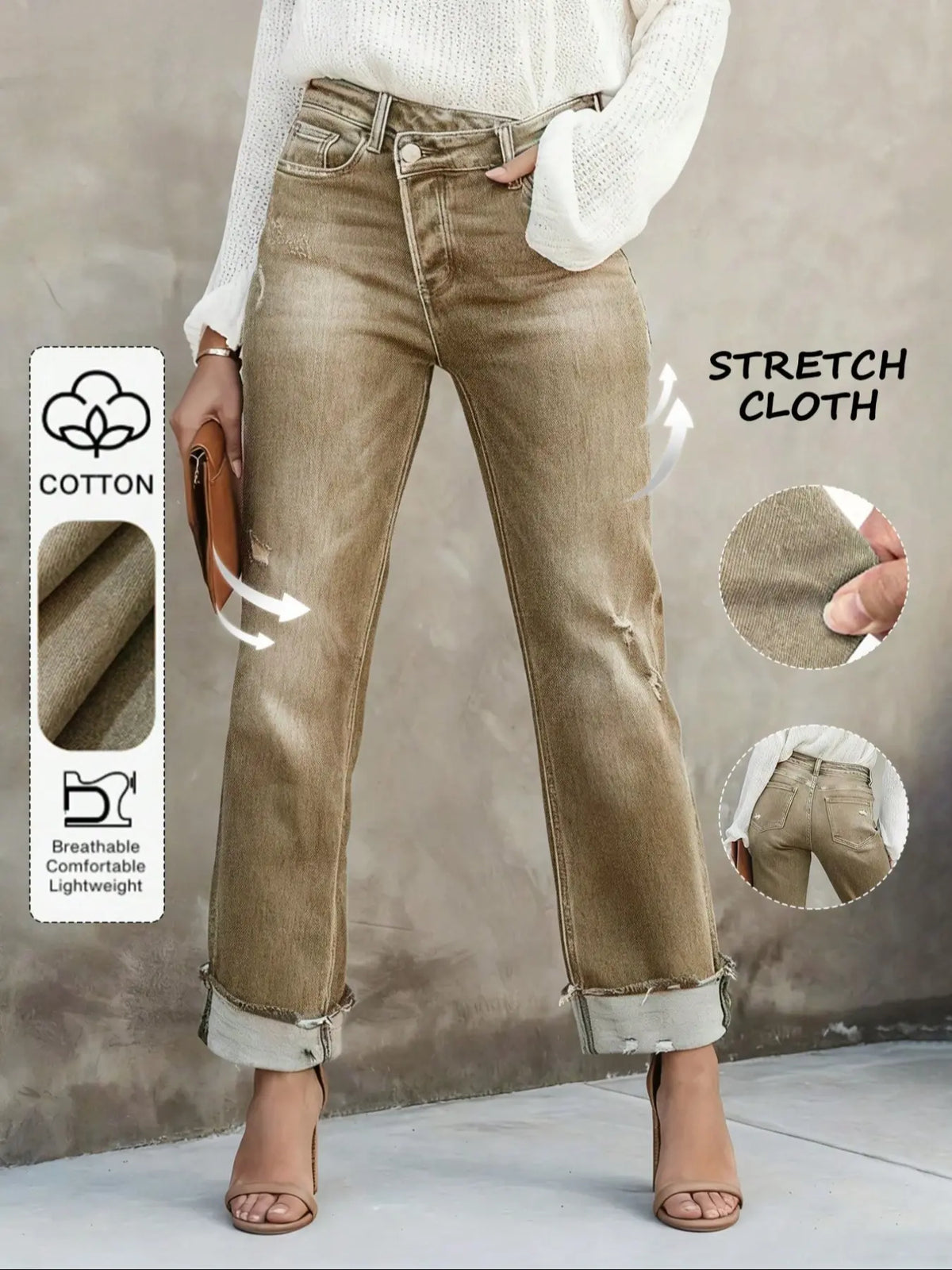 Women's Solid Color Jeans, Casual Comfy Denim Pants for Daily Wear, Ladies Bottoms for All Seasons, Casual Fitted Jeans