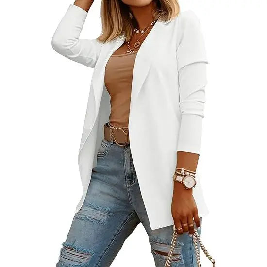 Imily Bela Womens Casual Long Sleeve Blazers Solid Color Knit Blazer Work Office Open Front/Button Down Blazer Jacket Formal Essential
