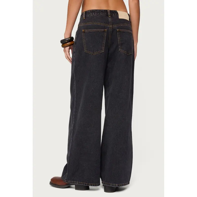 Contrast Stitch Low Rise Baggy Jeans