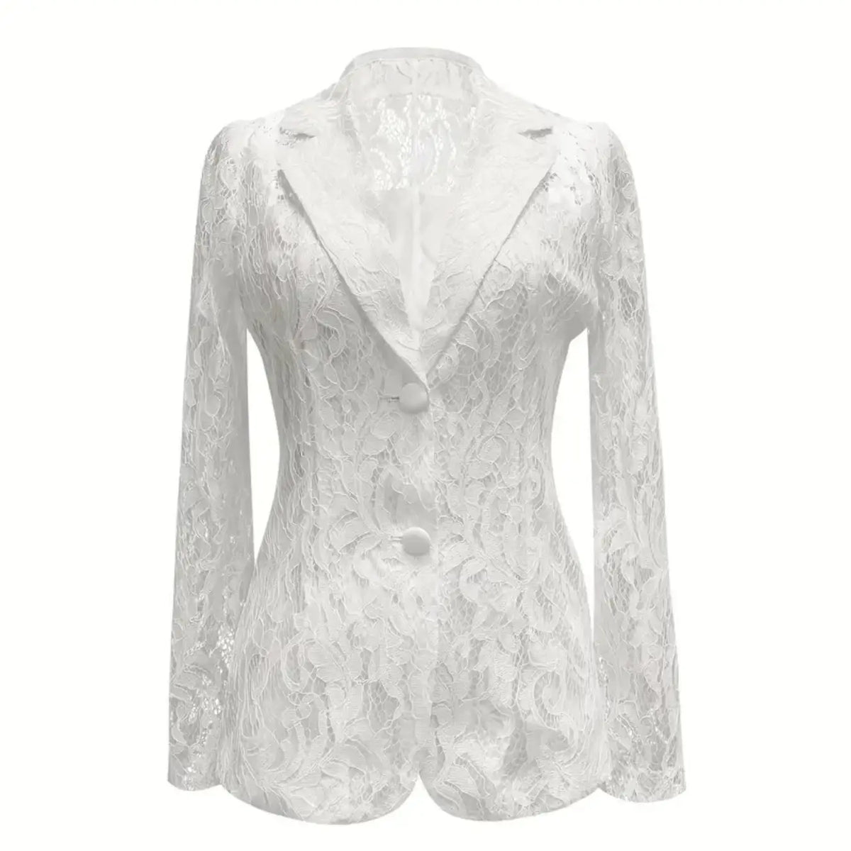 Lace Suit Jacket for Women, Spring Summer Lapel Two Button Waistcoat, Elegant Chic Aesthetic Style Slim-Fitting Long Sleeve Outerwear for All Seasons