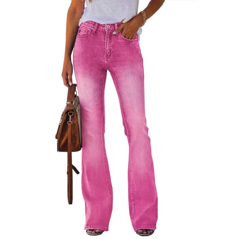 Flowyair Women's High-Waisted Stretch Denim Bottoms - Minimalist Basic Fitted Flare, Boyfriend, Bootcut Jeans for Summer Outfits, Vacation Wear