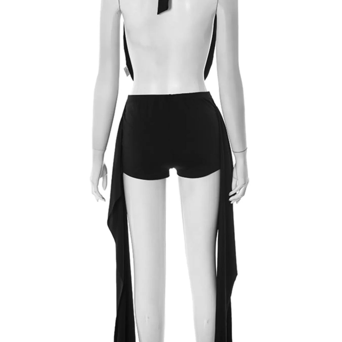 Women's Backless Halter Neck Knit Fabric Crop Top and Slim-Fit Shorts Set, Casual Chic Set, Summer Matching Set, Trendy, Breathable and Comfortable Summer Outfit for Daily Wear, Stylish Ribbon Design, Style