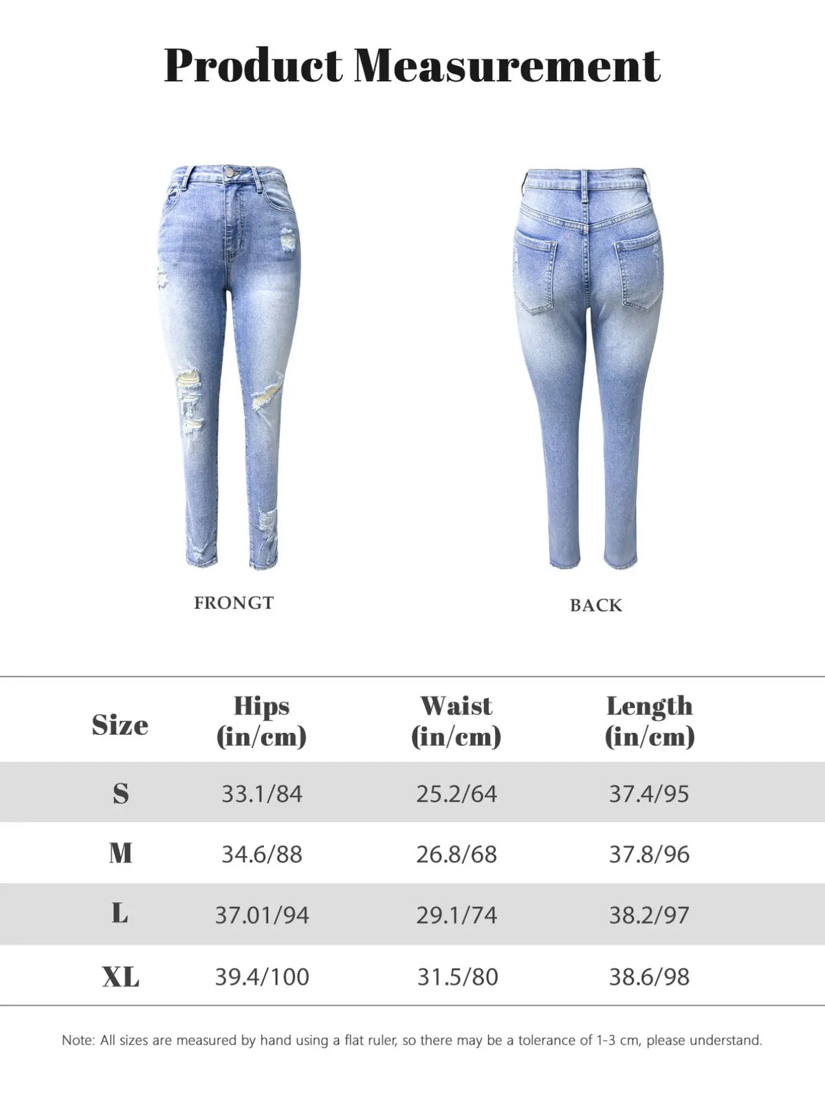Women's Denim Jeans Ripped Jeans, Stretchy Jean, Knee Hole Jeans, Distressed Ripped Jeans, Fashionable and Comfortable, Fit