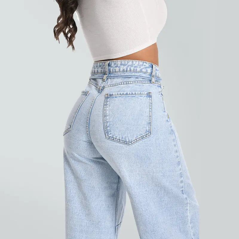 Blake Non-Stretch High Waist Barrel Jeans Womenswear Bottom Casual Denim Pants Daily Outfit Basic Streetwear Fall Fashion BM003 | BlueMoment