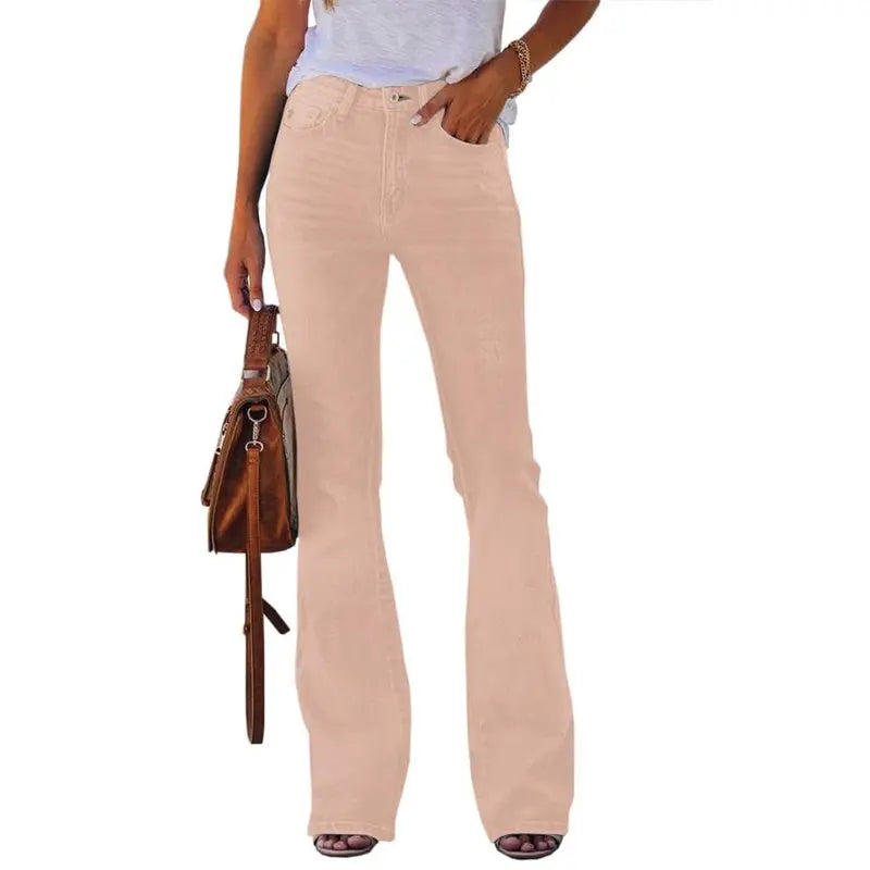 Flowyair Women's High-Waisted Stretch Denim Bottoms - Minimalist Basic Fitted Flare, Boyfriend, Bootcut Jeans for Summer Outfits, Vacation Wear