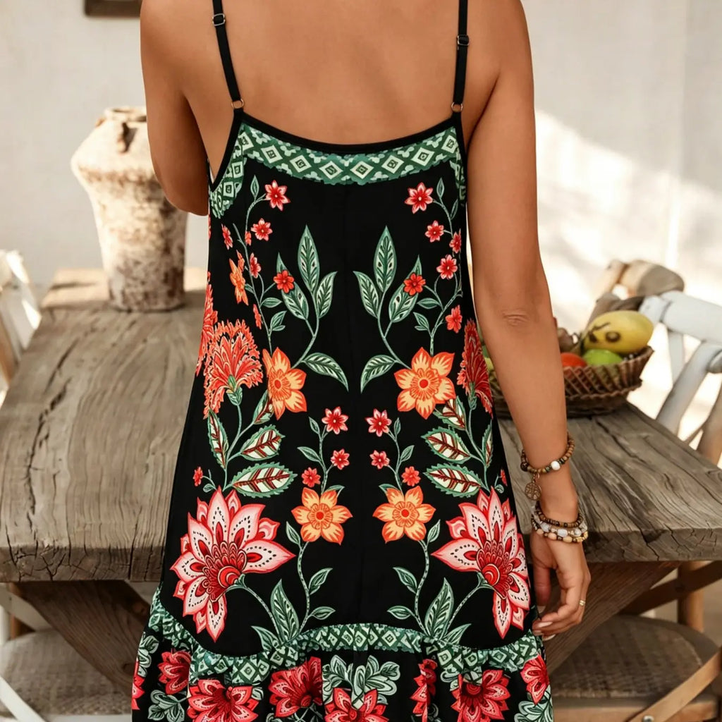 New Summer Fashion Chic Casual Comfortable Elegant Sexy Floral Print V Neck Dress for Daily Wear