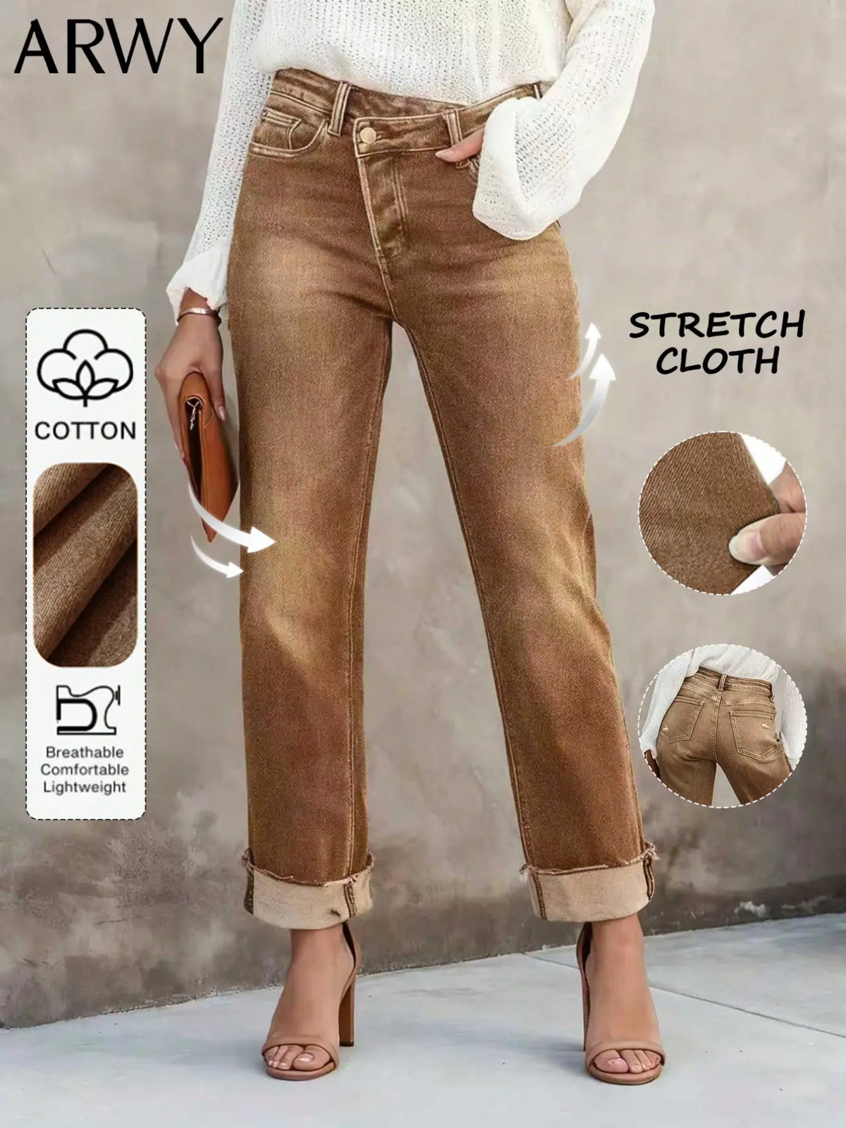 Women's Solid Color Jeans, Casual Comfy Denim Pants for Daily Wear, Ladies Bottoms for All Seasons, Casual Fitted Jeans