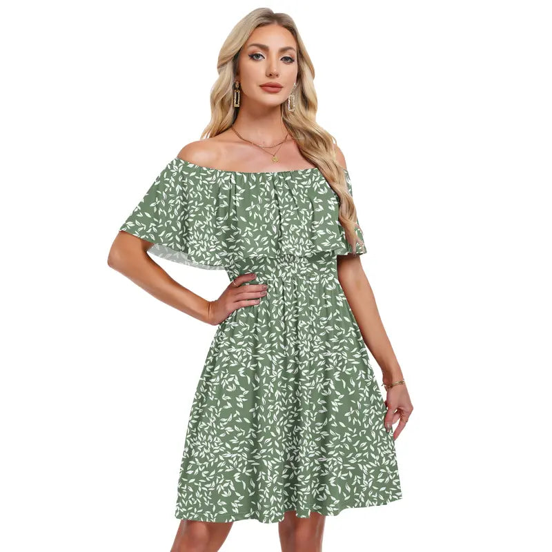 AUSELILY Women's Off the Shoulder Mini Dress - Floral Print, Casual Style, Summer Wear, Womenswear