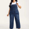 Plus Size Denim Overalls For Women [M-6X] - Loose Fit Casual Jumpsuit With Adjustable Straps, Pockets, Comfy Curvy Everyday Outfit, Fabric, Fashion Apparel，SohoChic