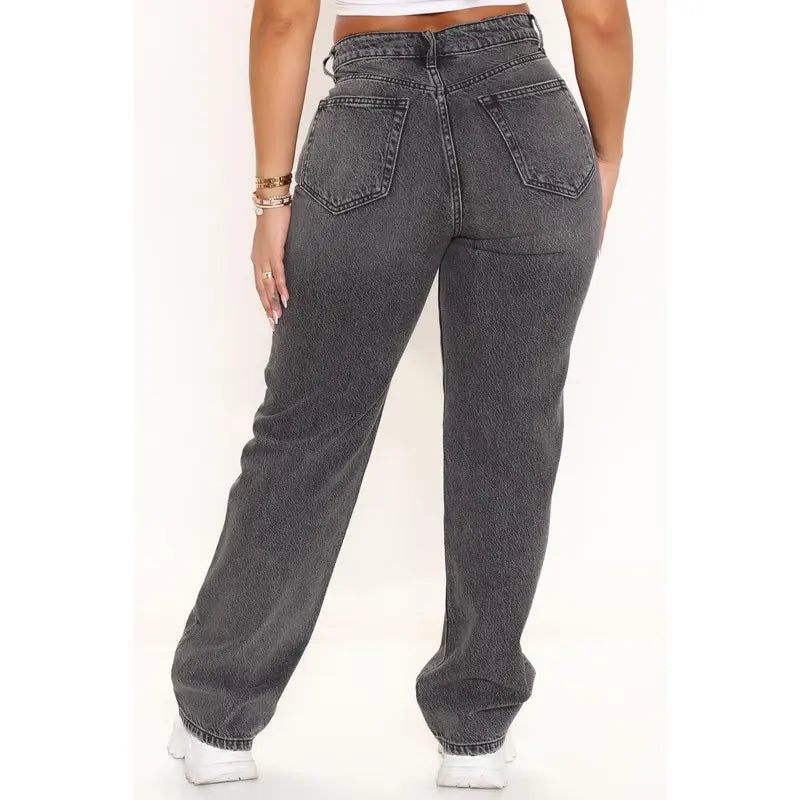 The Crossover Straight Leg Jeans - Black