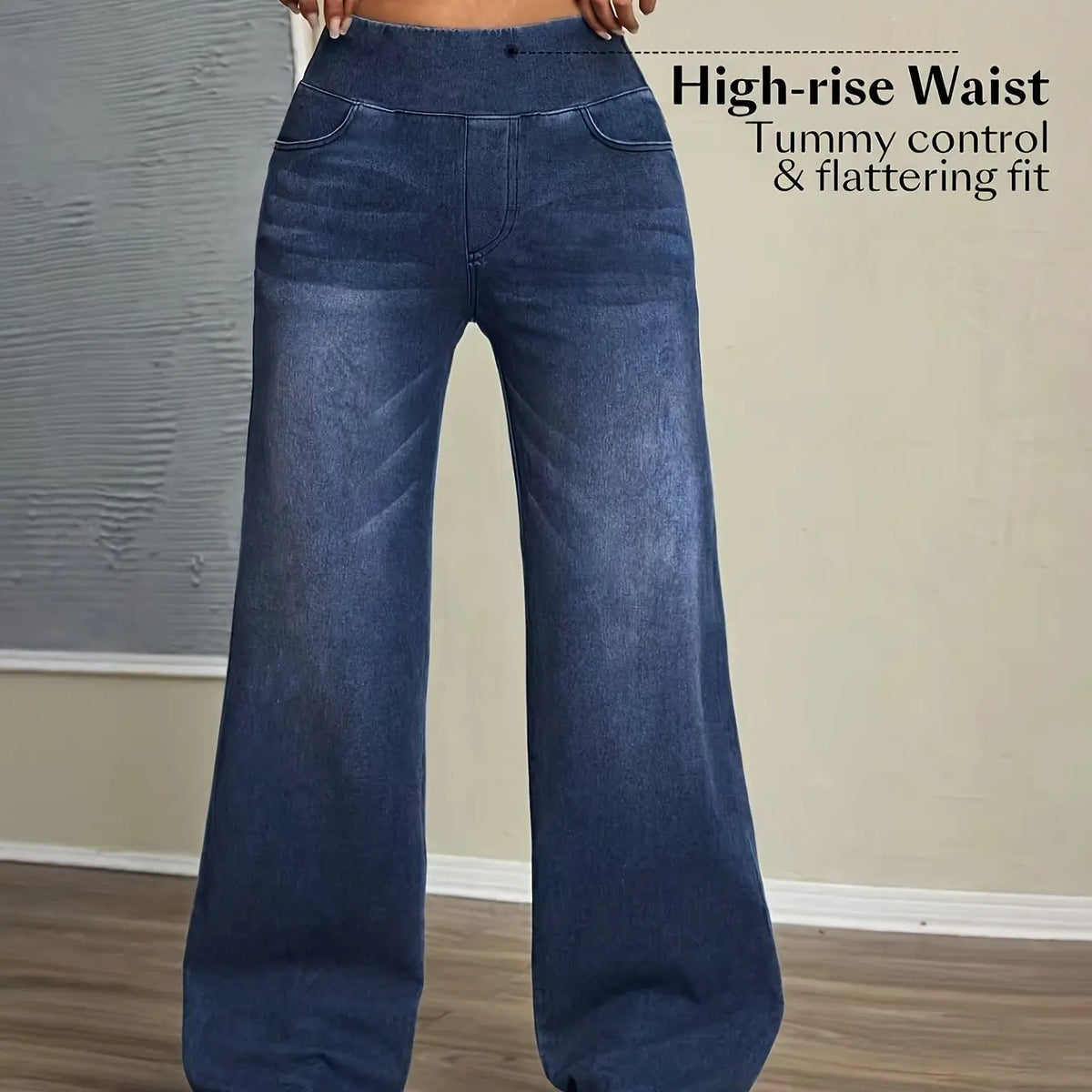 Women's Casual Fashion Elastic High Waisted Denim Long Pants, Comfortable Daily Wear, Trendy Jeans for Everyday Style, Compression Fit