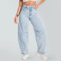 Blake Non-Stretch High Waist Barrel Jeans Womenswear Bottom Casual Denim Pants Daily Outfit Basic Streetwear Fall Fashion BM003 | BlueMoment