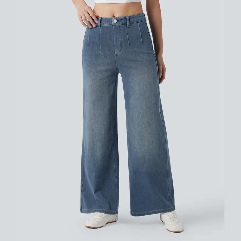 Halara Flex™ High Waisted Tummy Control Wide Leg Casual Jeans with Pockets
