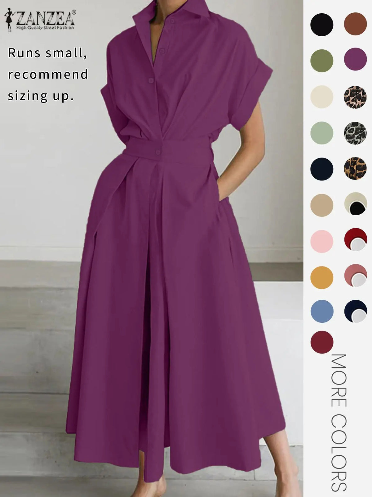 Women's Solid Color Woven Collared Shirt Dress, Basic Casual Short Sleeve Dress for Summer, Ladies Clothes for Daily Wear, Womenswear Fit, Piece, Buttoned Dress, Casual Minimalist Fashion