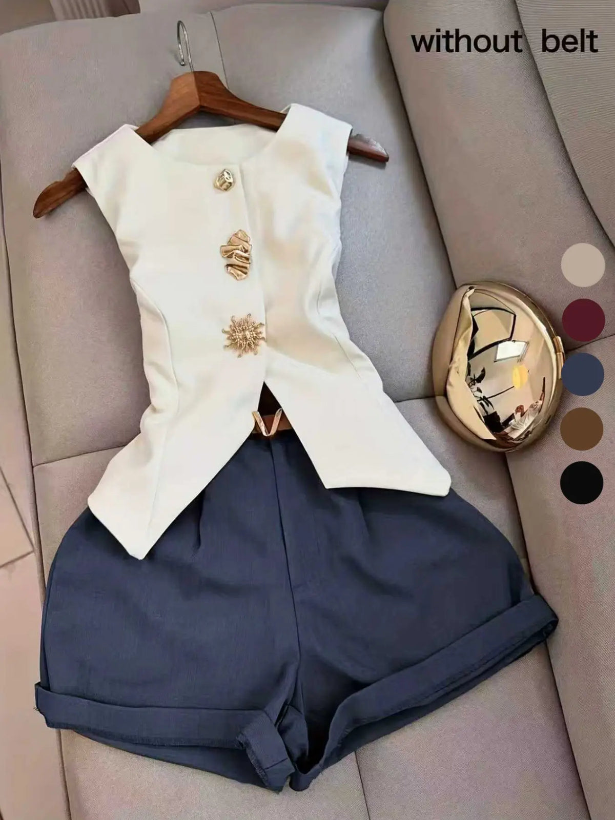 Women's Casual Sleeveless Top and Short Pants Outfit Set, Two Pieces Outfits, Perfect for Daily Wear, Comfortable and Stylish for Women, Everyday
