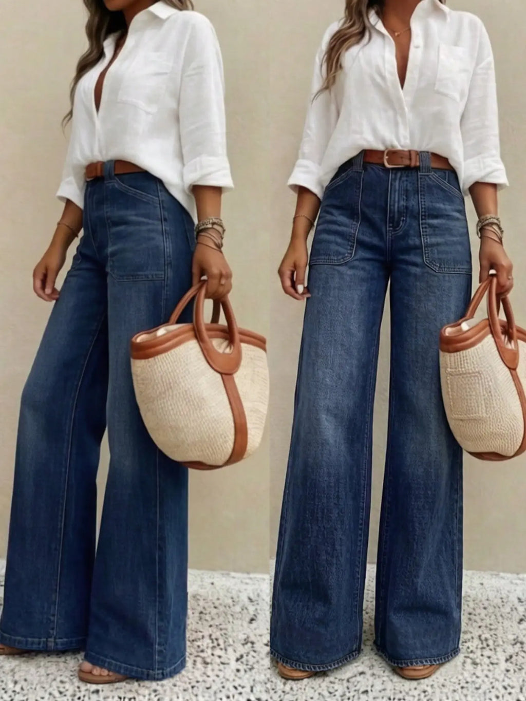 Women's High Waist Loose Straight Leg Denim Jeans Button Pants, Comfortable Casual Style, Perfect for Daily Wear and Outdoor Activities, T-chic, High Waisted Jeans