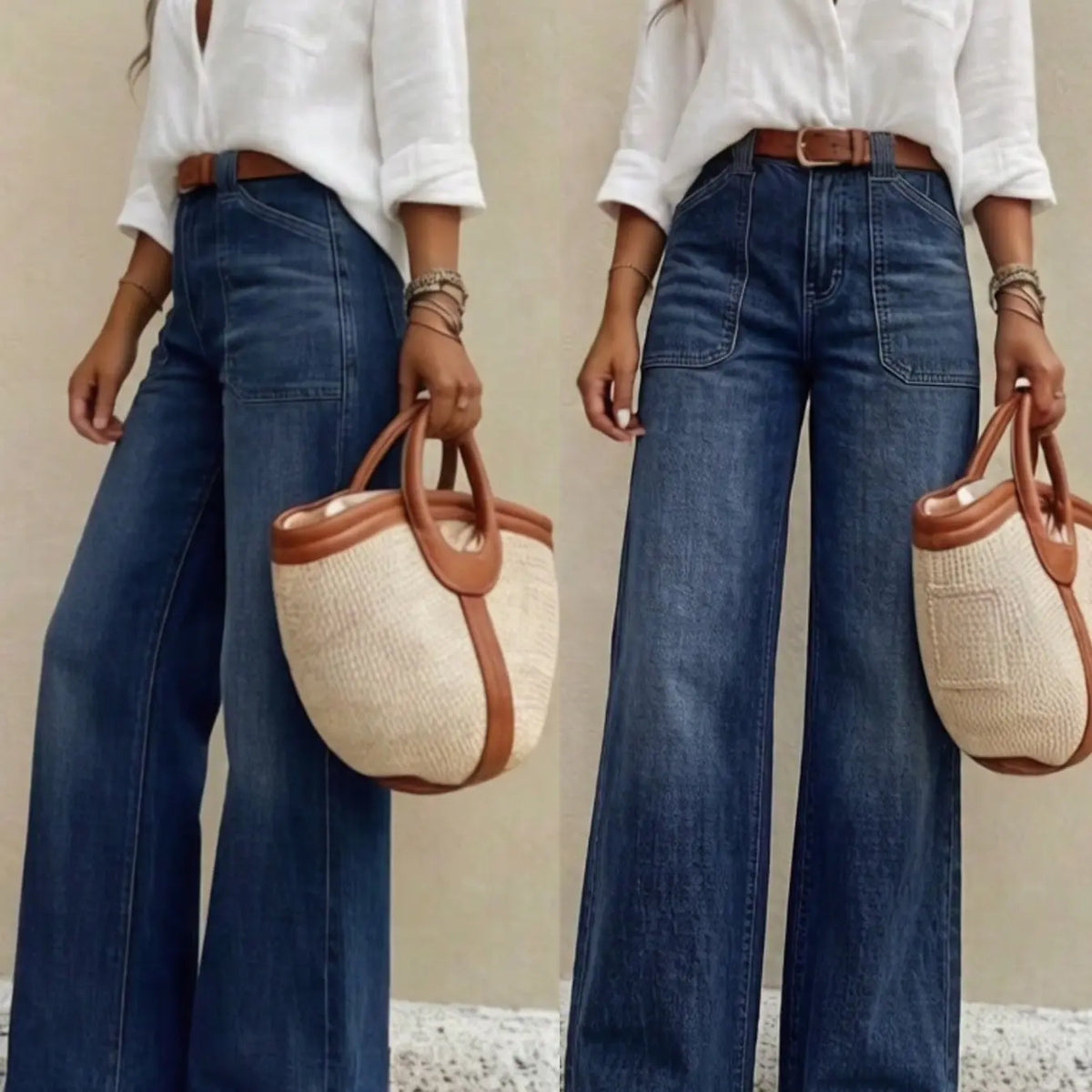 Women's High Waist Loose Straight Leg Denim Jeans Button Pants, Comfortable Casual Style, Perfect for Daily Wear and Outdoor Activities, T-chic, High Waisted Jeans