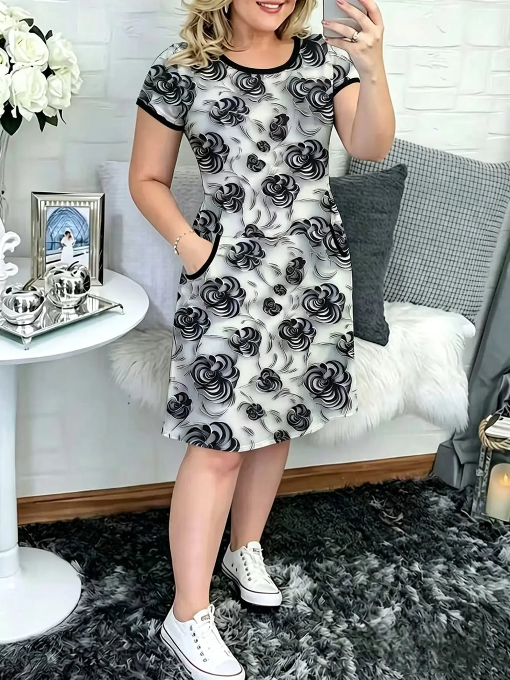 2026 New Casual Fit Double Pocket Lapel Button Plaid Drawstring Bodycon Dress, Stylish and Comfortable Design, Perfect for Daily Wear