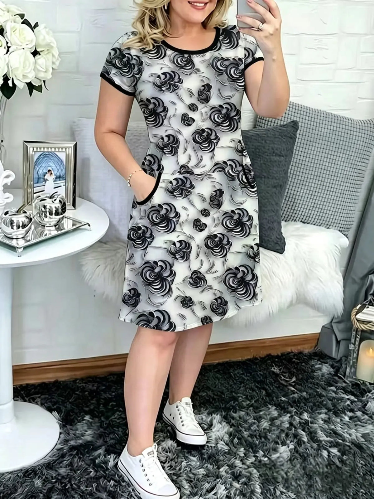 2026 New Casual Fit Double Pocket Lapel Button Plaid Drawstring Bodycon Dress, Stylish and Comfortable Design, Perfect for Daily Wear