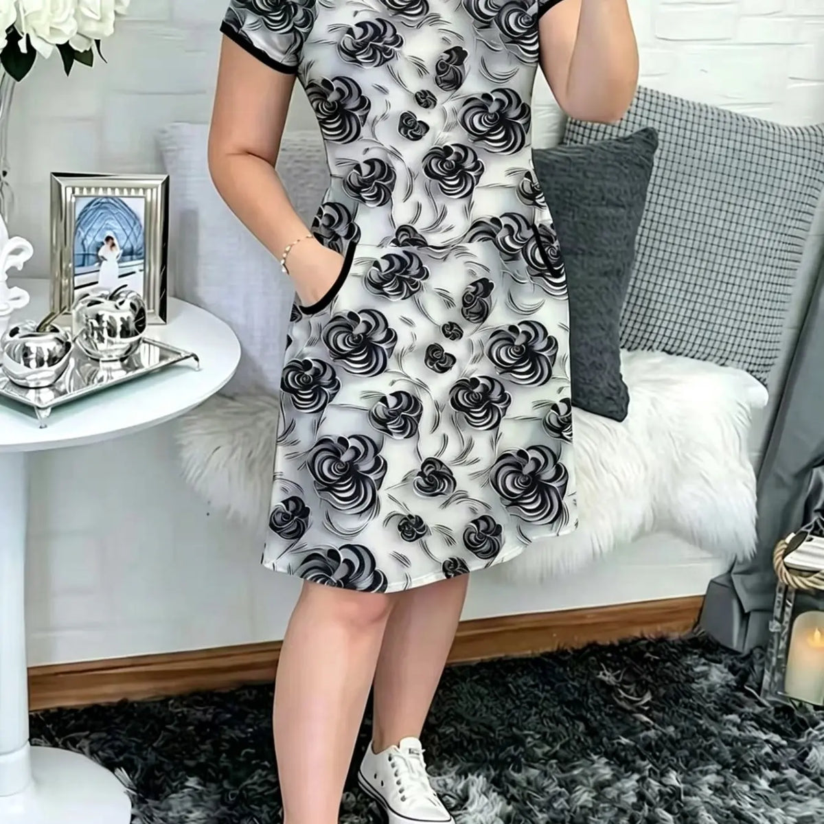 2026 New Casual Fit Double Pocket Lapel Button Plaid Drawstring Bodycon Dress, Stylish and Comfortable Design, Perfect for Daily Wear