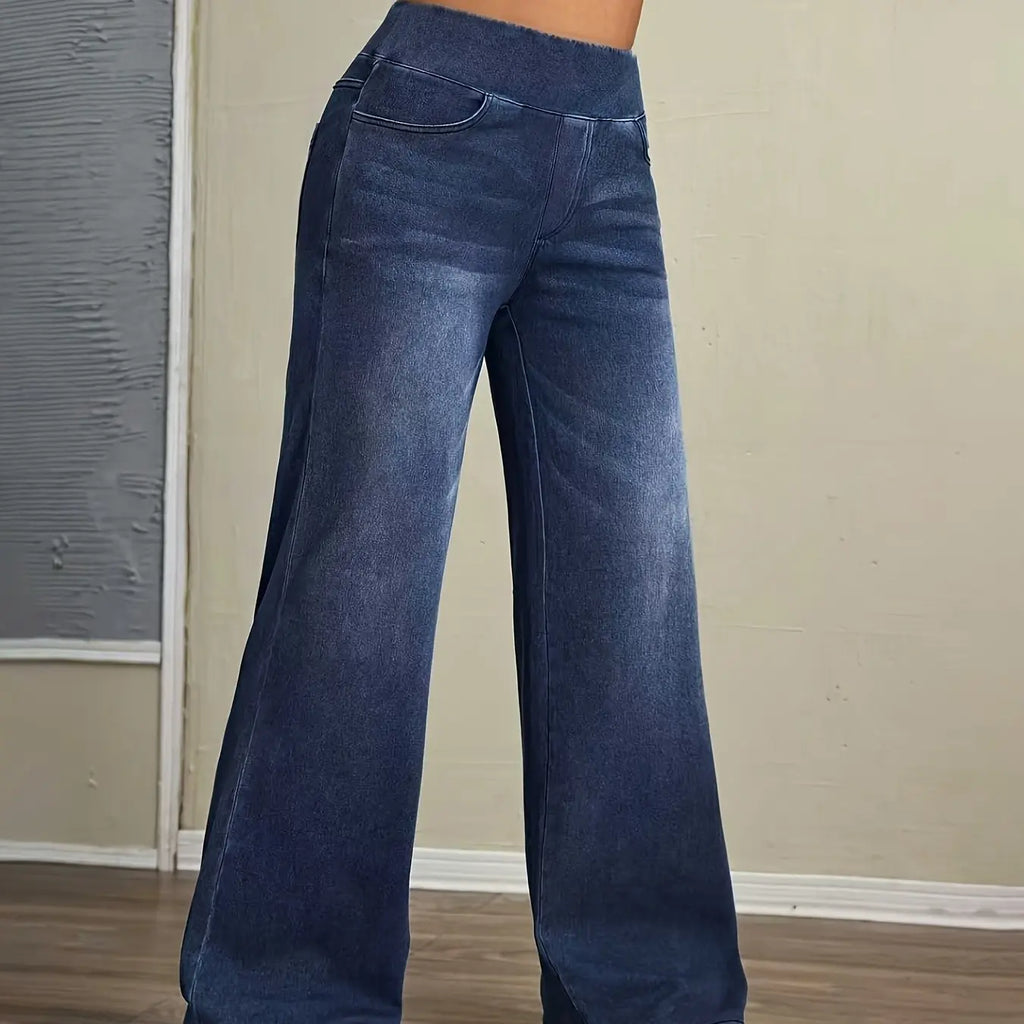 Women's Casual Fashion Elastic High Waisted Denim Long Pants, Comfortable Daily Wear, Trendy Jeans for Everyday Style, Compression Fit