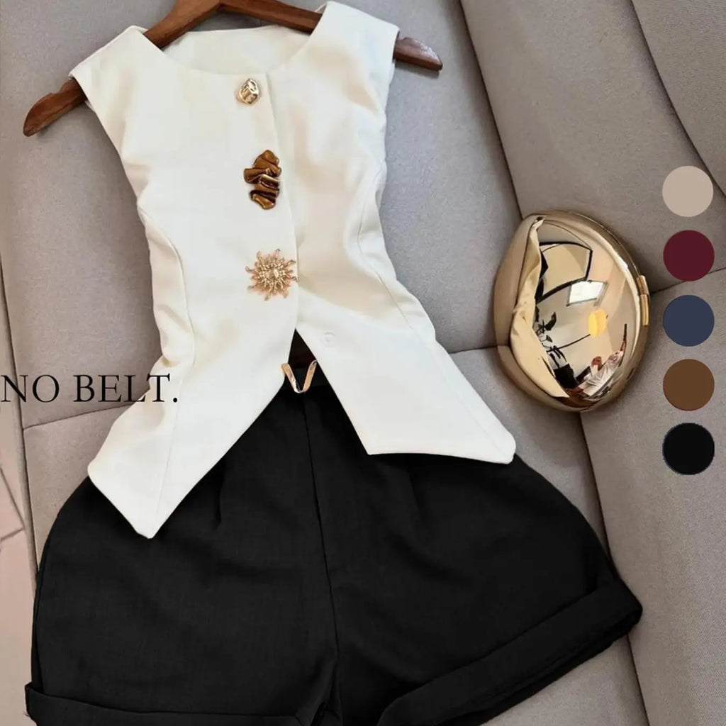 Women's Casual Sleeveless Top and Short Pants Outfit Set, Two Pieces Outfits, Perfect for Daily Wear, Comfortable and Stylish for Women, Everyday