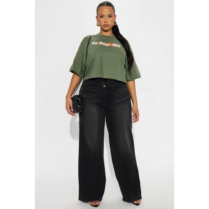 Eastside Low Rise Crossover Wide Leg Jean - Black Wash