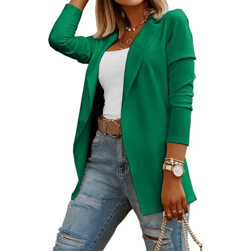 Imily Bela Womens Casual Long Sleeve Blazers Solid Color Knit Blazer Work Office Open Front/Button Down Blazer Jacket Formal Essential
