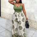 Summer Beach Boho Chic Style Bohemian Tank Top & Wide Leg Pants Set Outfit, Music Festival Theme, Easter, St Patrick's Day, Casual Wear, Floral Pattern Ly6038
