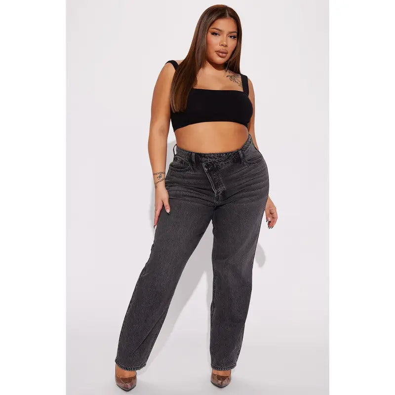 The Crossover Straight Leg Jeans - Black