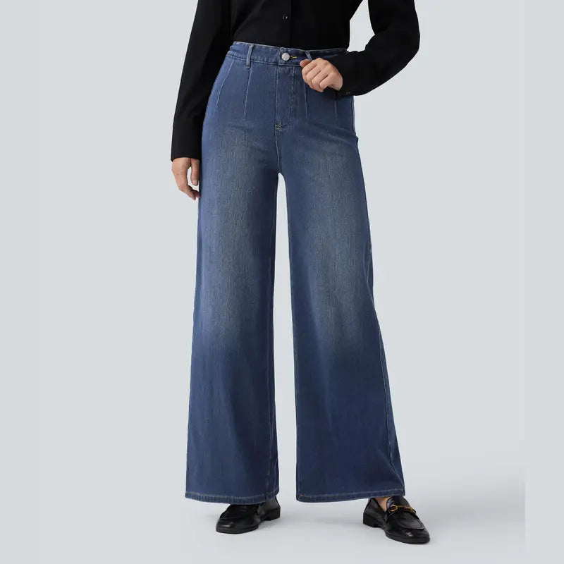 Halara Flex™ High Waisted Tummy Control Wide Leg Casual Jeans with Pockets