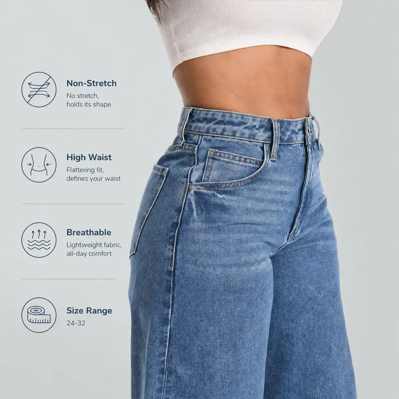 Blake Non-Stretch High Waist Barrel Jeans Womenswear Bottom Casual Denim Pants Daily Outfit Basic Streetwear Fall Fashion BM003 | BlueMoment