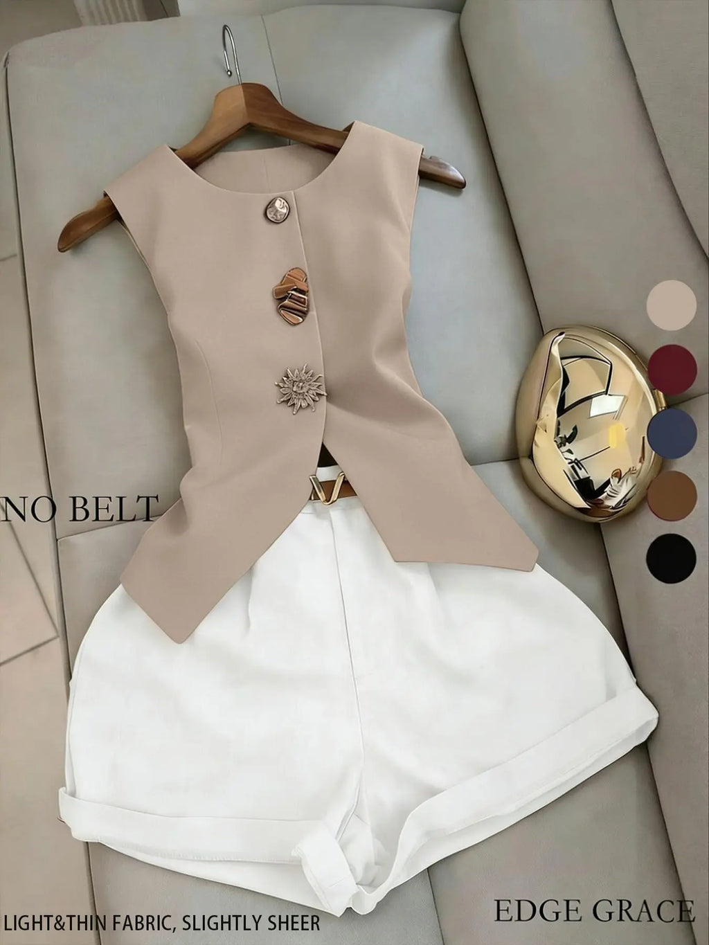 Women's Casual Sleeveless Top and Short Pants Outfit Set, Two Pieces Outfits, Perfect for Daily Wear, Comfortable and Stylish for Women, Everyday