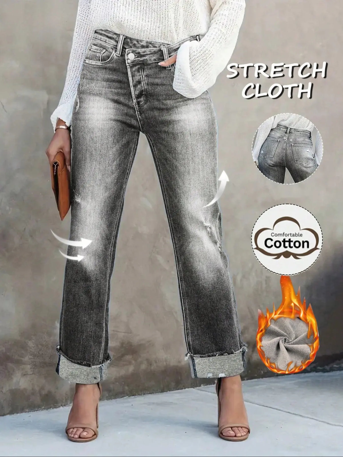 Women's Solid Color Jeans, Casual Comfy Denim Pants for Daily Wear, Ladies Bottoms for All Seasons, Casual Fitted Jeans