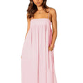 Ebossy Women's Square Neck Sleeveless Backless Tie-Back Spaghetti Strap Casual Loose Cutout Ankle-Length Sundress with Side Pockets, Pink - Women's Dresses, Machine Washable, Outdoor & Evening Ready, Fashion Apparel - Check Size Chart