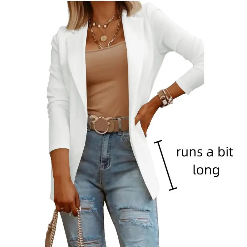 Imily Bela Womens Casual Long Sleeve Blazers Solid Color Knit Blazer Work Office Open Front/Button Down Blazer Jacket Formal Essential