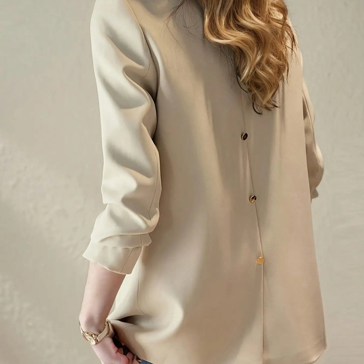Elegant Chic Aesthetic Apricot Single Button Blazer Work Casual Blazers Long Sleeve Korean Style Loose Straight Fit Professional, Versatile Slimming Office Outerwear Top Fashion